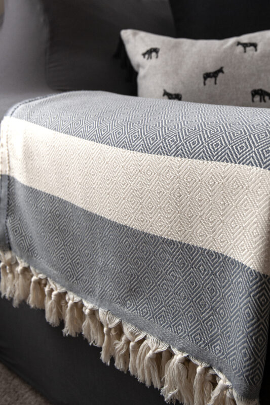 Dark Grey Diamond Throw H for Hammam Turkish Hammam Towels, Sofa Throws & Bathrobes