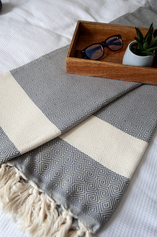 Dark Grey Diamond Throw H for Hammam Turkish Hammam Towels, Sofa Throws & Bathrobes