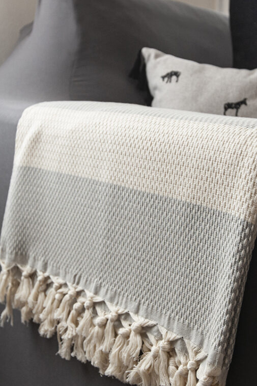 Hasir Light Grey Throw H for Hammam Turkish Hammam Towels, Sofa