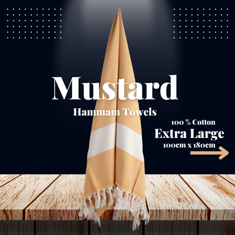 Mustard Yellow Turkish Hammam Towel London UK