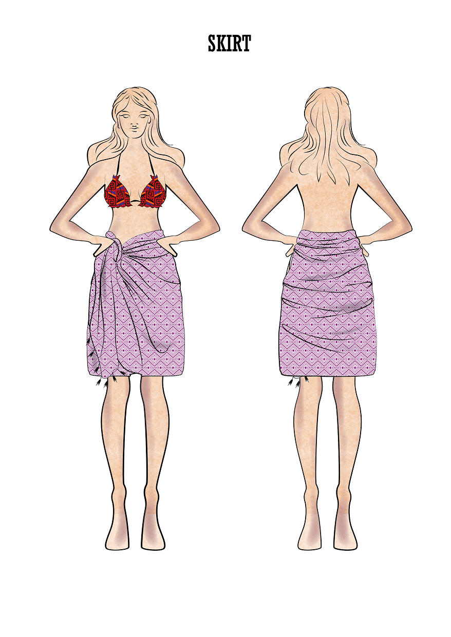 Turkish Hammam Towel as a Short Skirt Pareo Sarong Step by Step Guide
